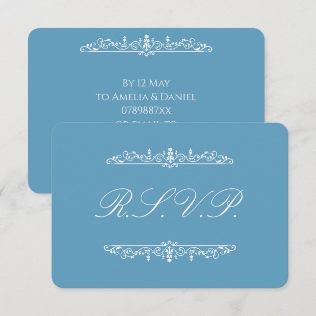 Azul Regency RSVP (Frente/Verso)