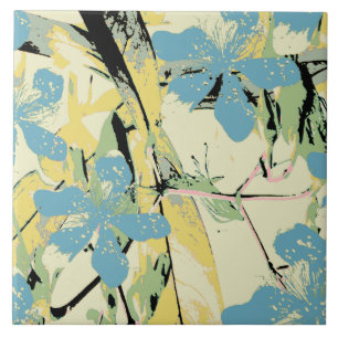 azul retro-flor e amarelo