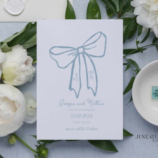 Azul Retroativo Único Salvar a Data Convite (Criador carregado)