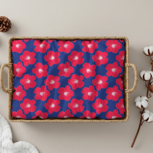 Azul Romântico, Toalha Floral Vermelha Chic (Navy Blue Red Flowers Pattern Bath Towel Set)
