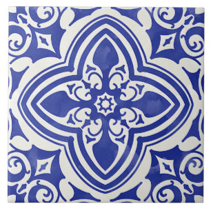 Azul Rústico Branco Floral Decorativo