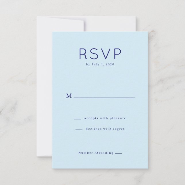 Azul Sereno Minimalista RSVP (Frente)