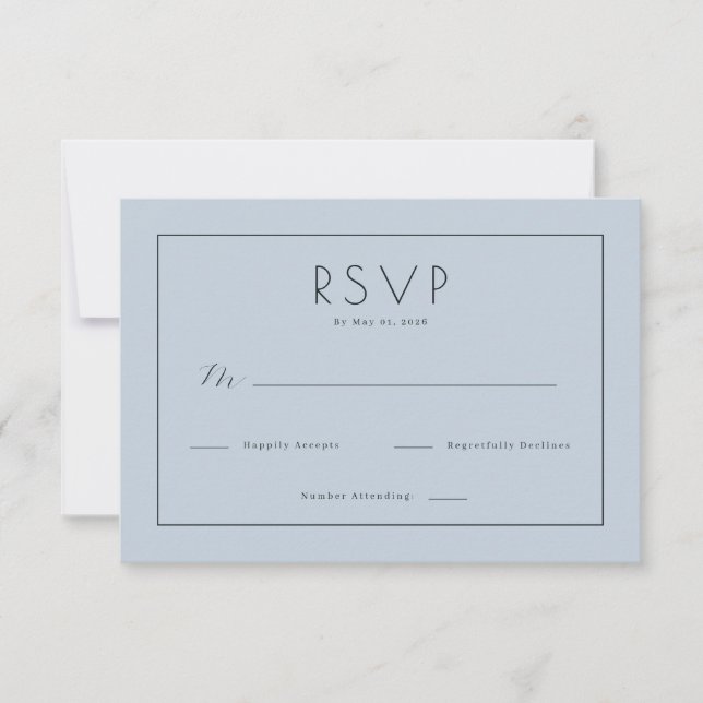 Azul Sereno Minimalista RSVP (Frente)