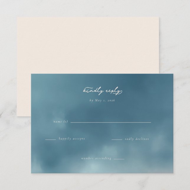 Azul Sereno Minimalista RSVP (Frente/Verso)