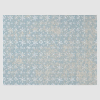 Azul Shabby Grungy Snowflakes Papel Tecido