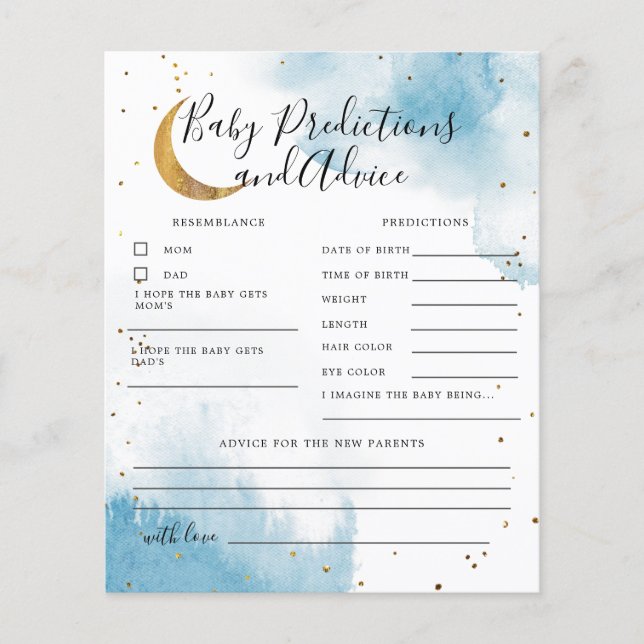 Azul Sobre as Predições do Bebê da Lua e conselhos (Frente)