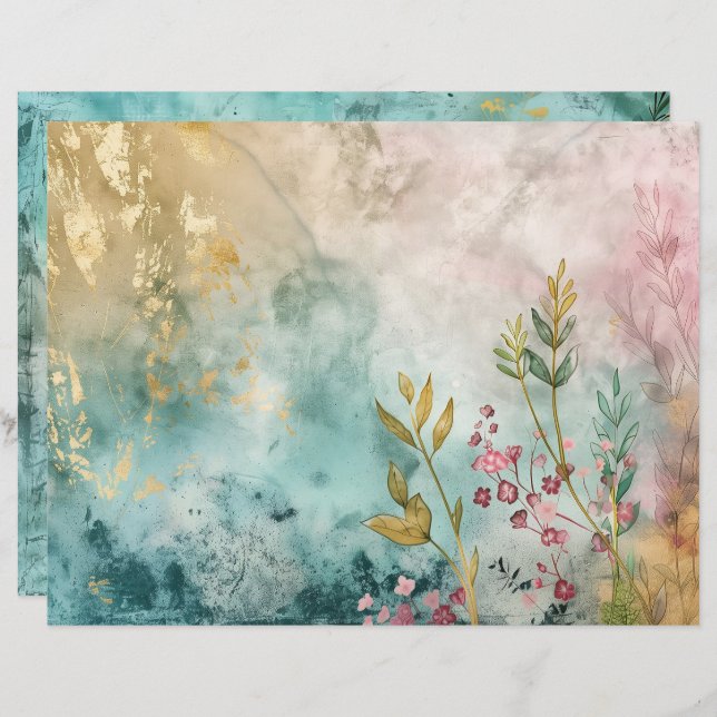 Azul Teal Aquamarine Sea Sea Ocean Scrapbook Paper (Frente/Verso)