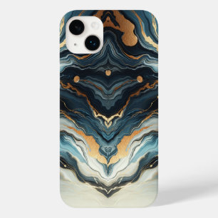 Azul, Teal Dourado Agate - Glama Moderno - Beachê 