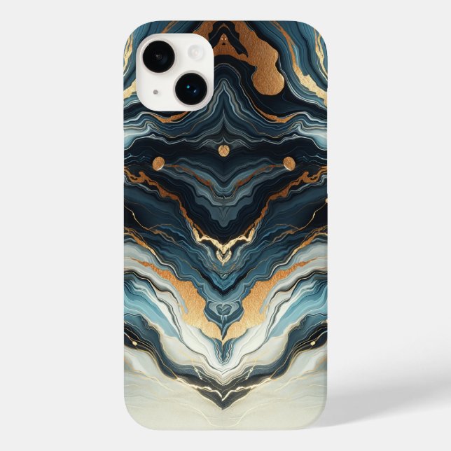 Azul, Teal Dourado Agate - Glama Moderno - Beachê  (Verso)