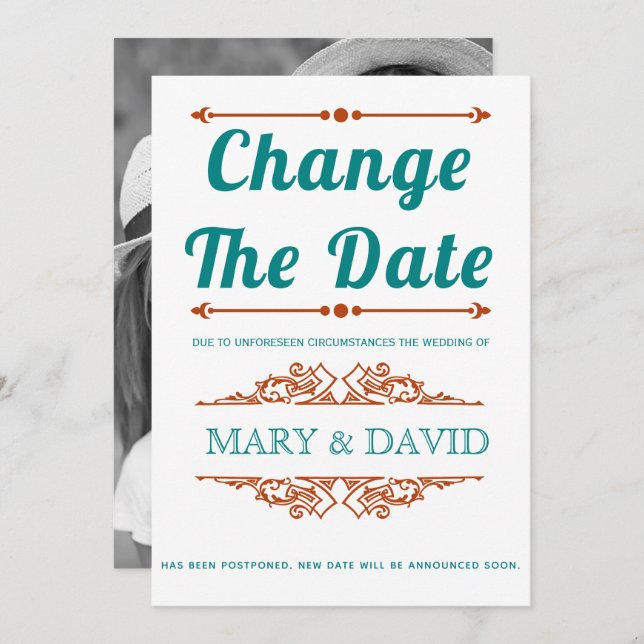 Azul teal e ferrugem Alterar o anúncio Data (Frente/Verso)