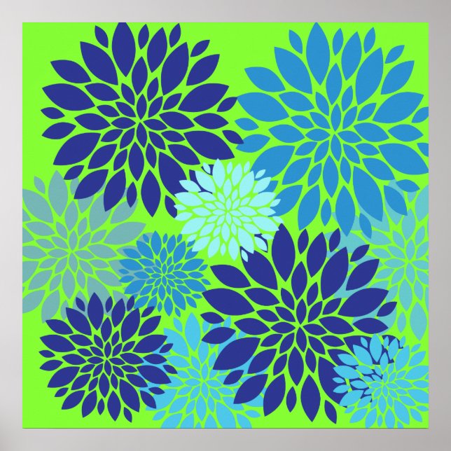 Azul Teal e Impressão Flor Verde limão (Frente)