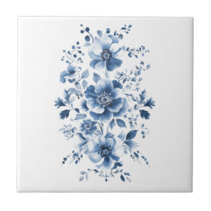 Azul Toile Regência Chinoiserie Aquarela Floral