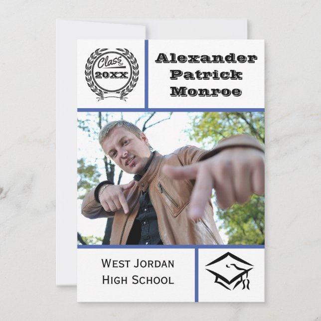 Azul tradicional - Anúncio de graduação (Frente)