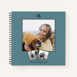 Azul-Turquesa, 3-Foto, Monograma Moderno