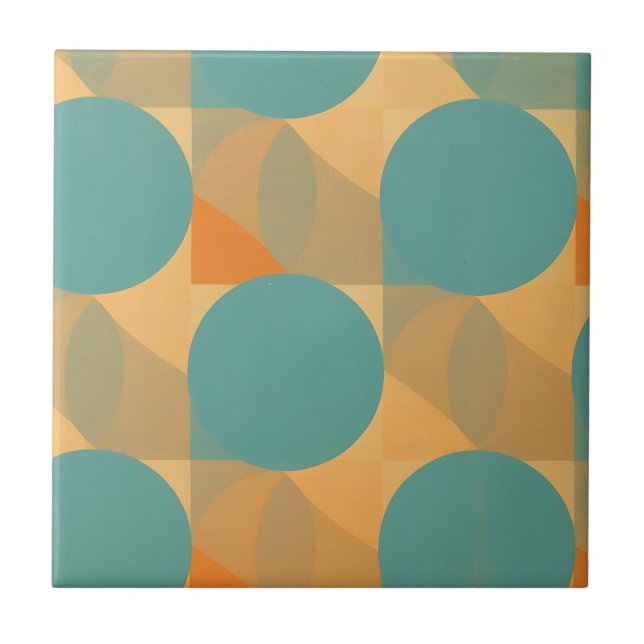 Azul-turquesa, Bege e Laranja em Padrão de Estilo  (Frente)