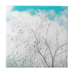 Azul Turquesa Claro Pastel Pálido Ramos de Árvore 