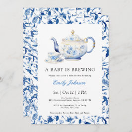 AZUL Um Bebê está criando Chá de fraldas Convite