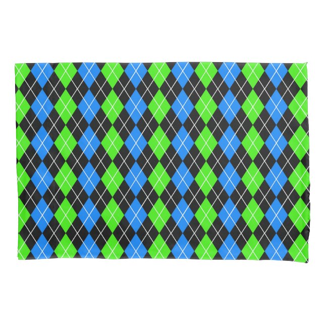 Azul Verde Preto Argyle Desenho de Diamante  (Frente)