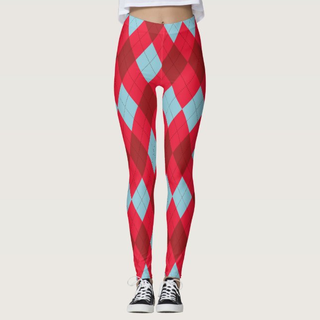 Azul Vermelho e Leggings de Natal Críticas (Frente)