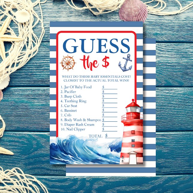 Azul Vermelho Náutico Ahoy adivinha o jogo do preç (Criador carregado)