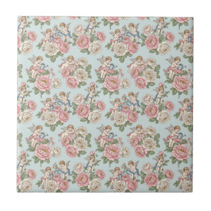 Azul Vintage e Rosa Coquette Querubim Anjo Rosa