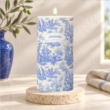 Azul vintage estampado toile de jouy