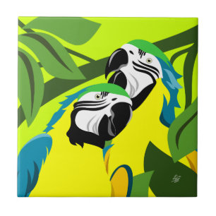 Azulejo abstrato da arte do papagaio do Macaw