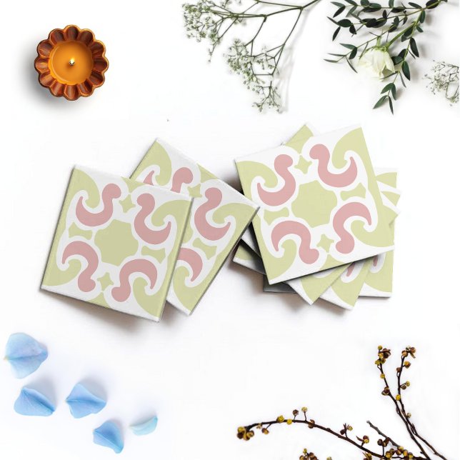 Azulejo Abstrato de Flamingo Rosa de Meados do Séc (Criador carregado)