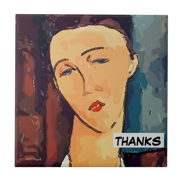 Azulejo Abstrato de Mulher Marrom, adicionar Azule (Frente)