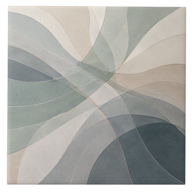Azulejo Abstrato de Vidro do Mar Véu das Marés (Frente)