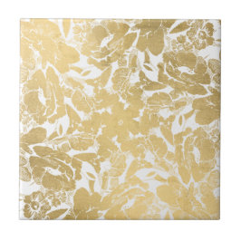 Azulejo abstrato Faux Dourado de padrão floral cer