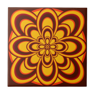 Azulejo, Abstrato, Flor 2, Laranja Saffron Brown