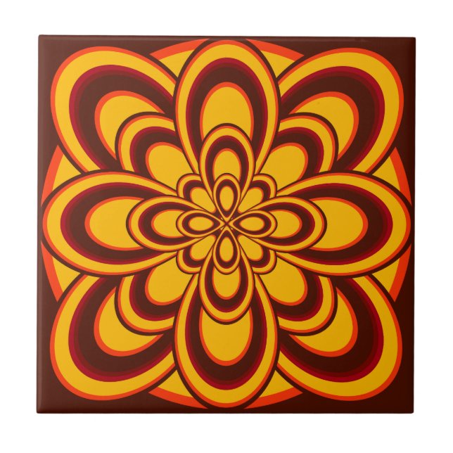 Azulejo, Abstrato, Flor 2, Laranja Saffron Brown (Frente)