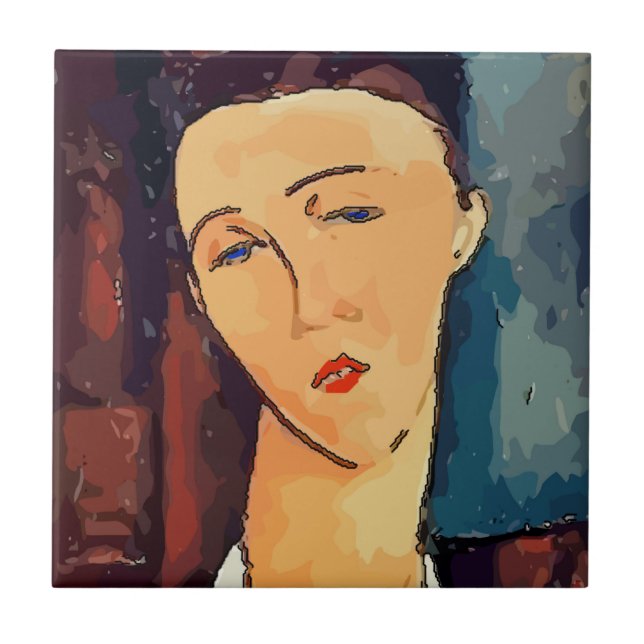 Azulejo Abstrato Mulher Marrom, adicionar texto Az (Frente)