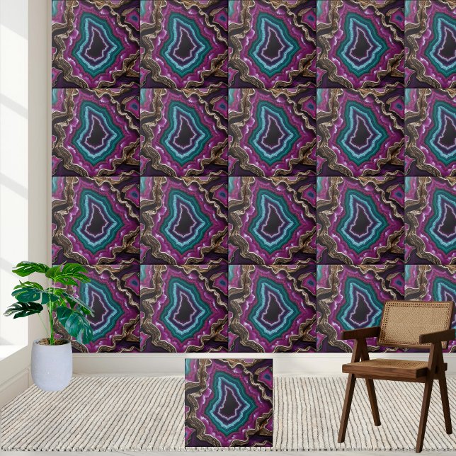 Azulejo abstrato Purple e Teal Geode Agate (Abstract Purple and Teal Geode Agate Tile)