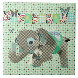 Azulejo afortunado do verde do elefante de Lil