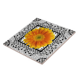 Azulejo alaranjado da margarida do Gerbera