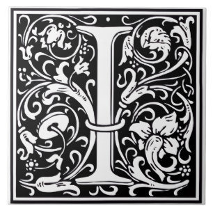 Azulejo - Alfabeto Monograma I Preto Branco