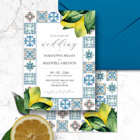 Azulejo Amalfi & Watercolor Lemon Convites De Casa