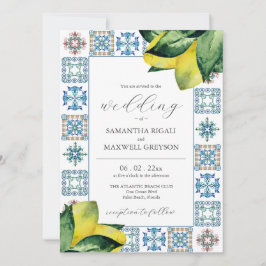 Azulejo Amalfi & Watercolor Lemon Convites De Casa