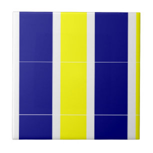 Azulejo Amarelo & Azul Faixa Branca Quadrado