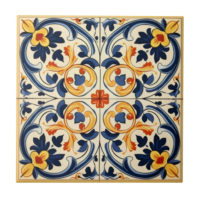 Azulejo Amarelo Azul Italiano (Frente)