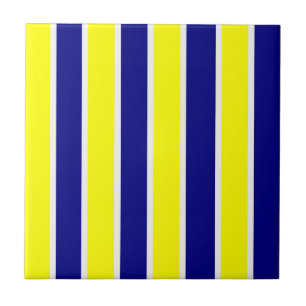 Azulejo Amarelo e Azul Faixa Branca Quadrada
