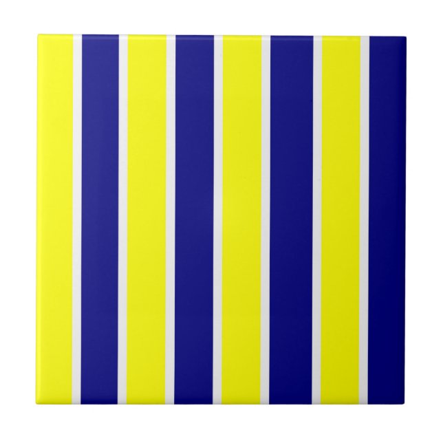 Azulejo Amarelo e Azul Faixa Branca Quadrada (Frente)