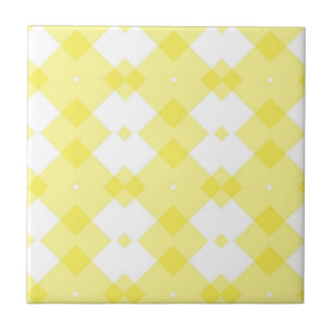 Azulejo Amarelo e Branco Listrado Quadrado