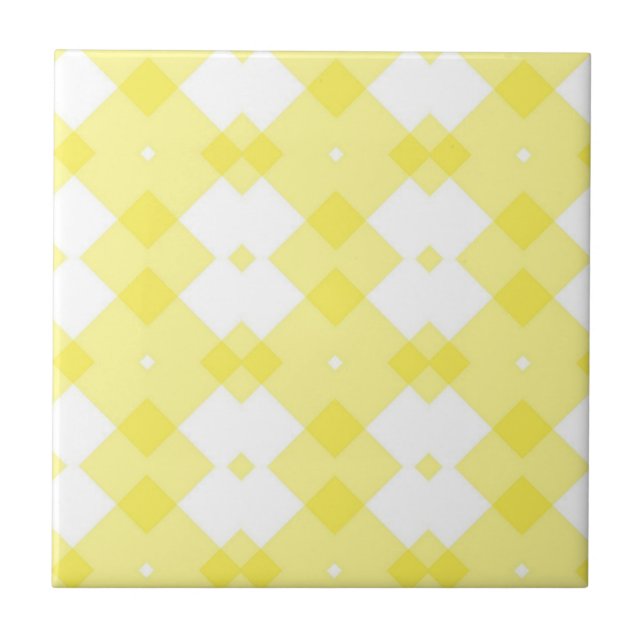 Azulejo Amarelo e Branco Listrado Quadrado (Frente)