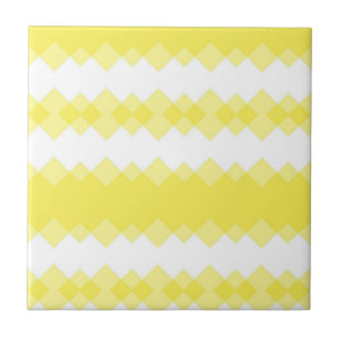 Azulejo Amarelo e Branco Listrado Quadrado