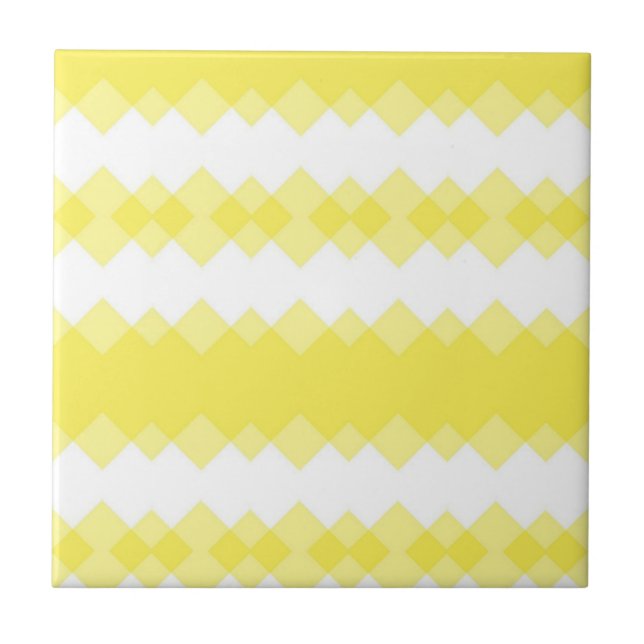 Azulejo Amarelo e Branco Listrado Quadrado (Frente)