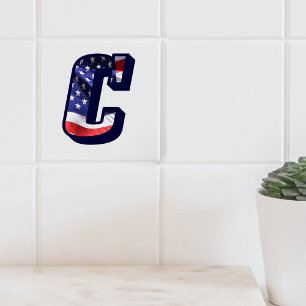 Azulejo americano da foto da letra "C" da bandeira