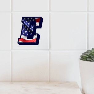 Azulejo americano da foto da letra "E" da bandeira